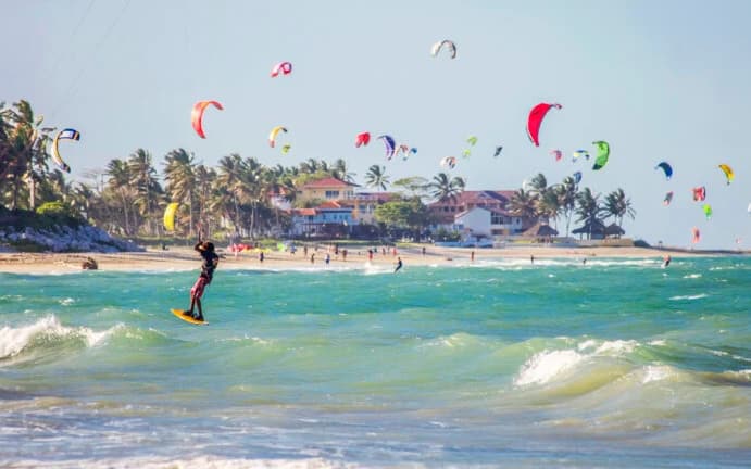 Kitesurfers at Cabarete beach